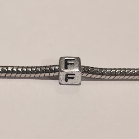 Silver F Spacer Charm for Pandora Style Bracelet - Picture 1 of 5